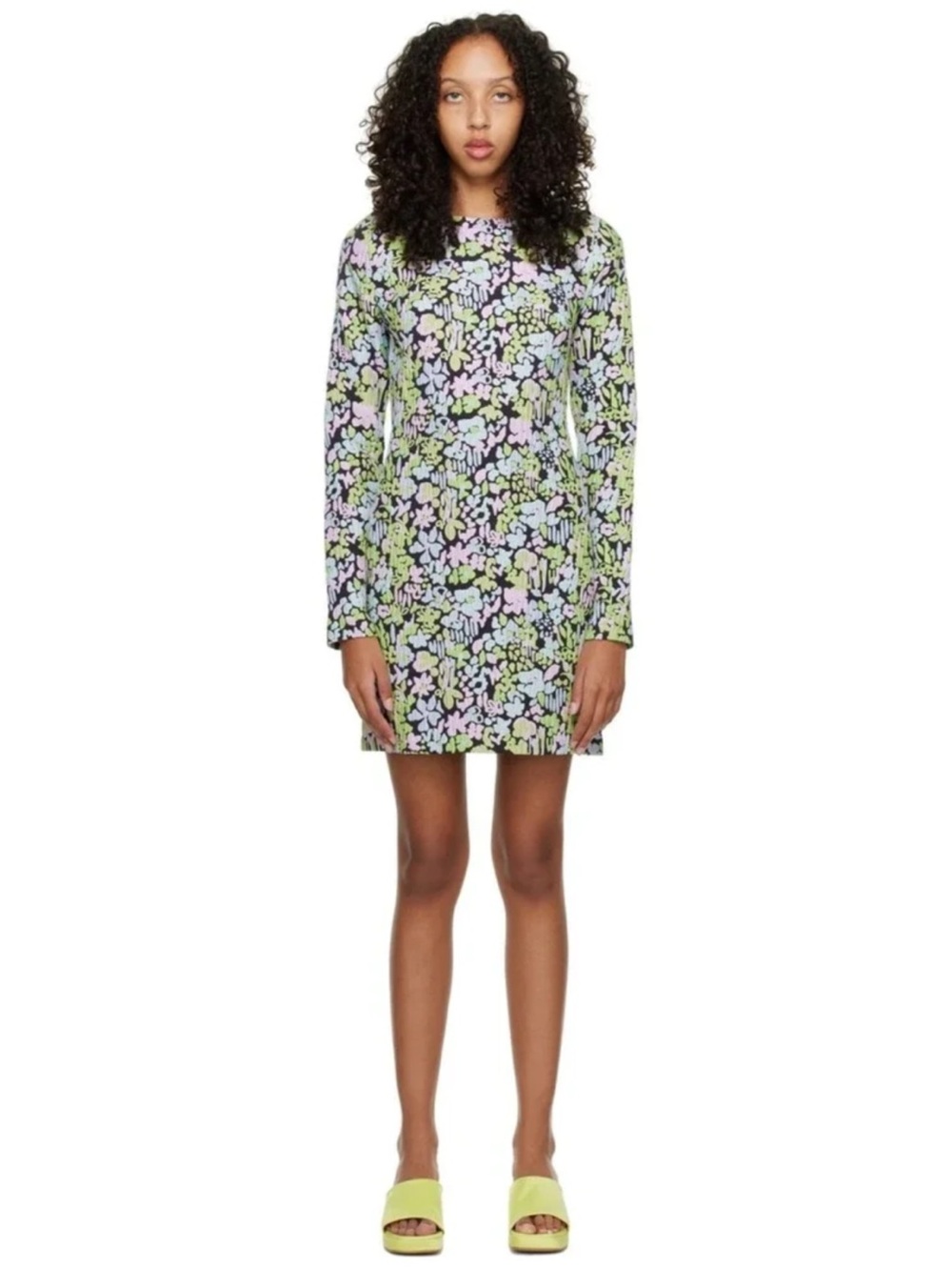 Stine Goya Lecce Dress Floral Mini Black & Green Small NWT